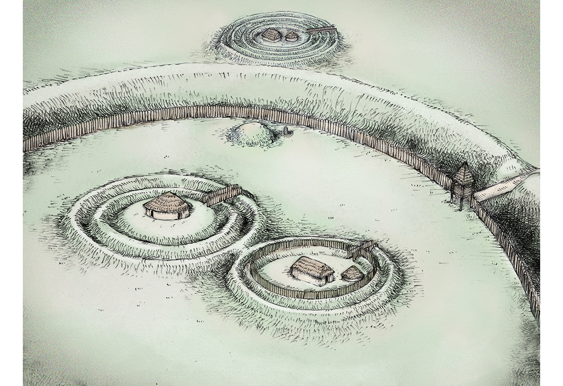 A sketch of what of the Hill of Tara may have looked like in the late Iron