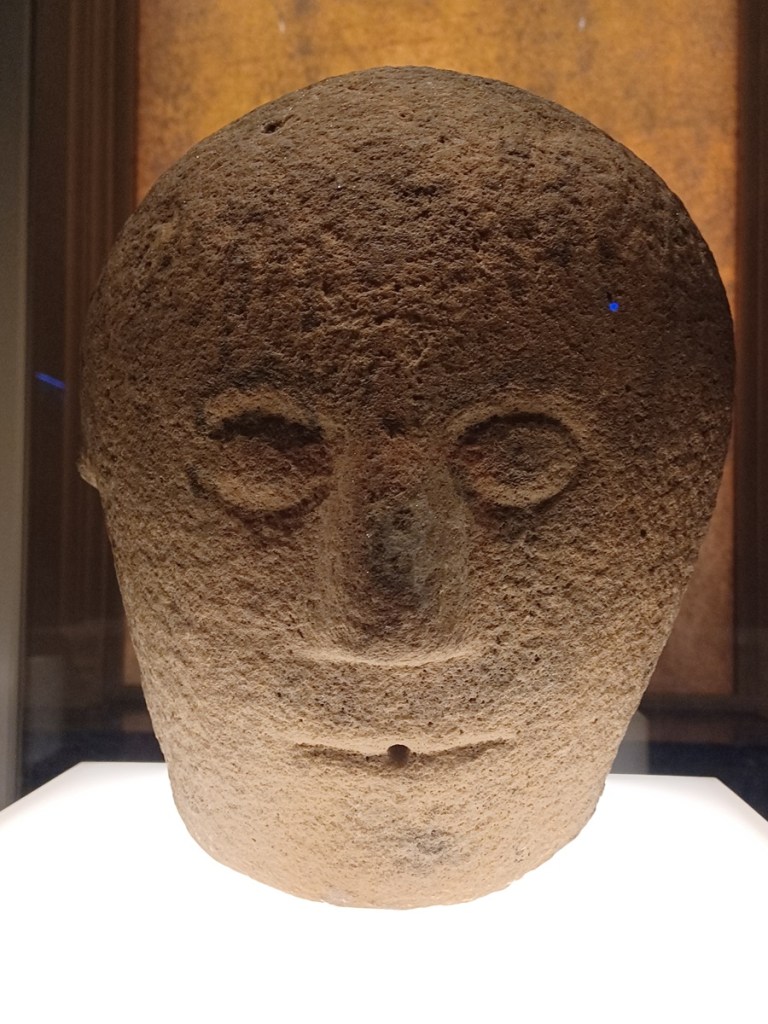 One face of the Corleck Head showing a small hole in the mouth.